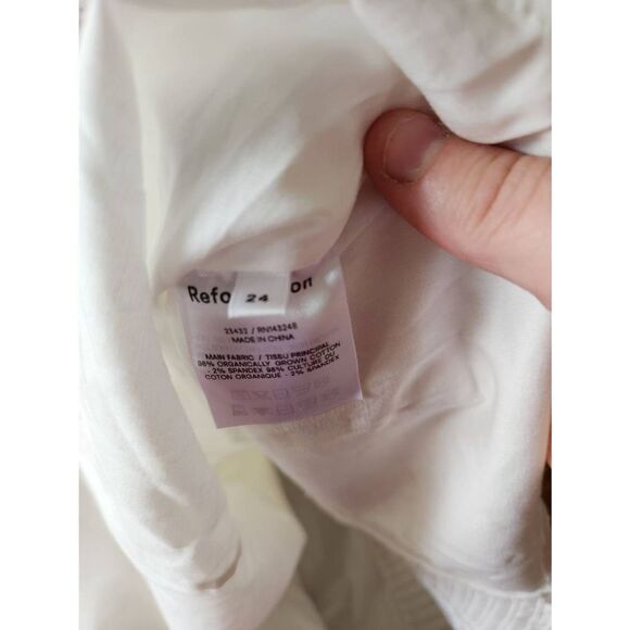 Reformation White Radish Puff Sleeve Ruched Top sz 24 - Picture 4 of 5